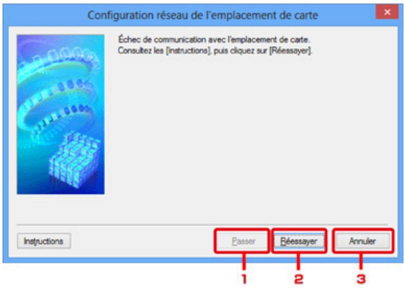 CANON PIXMA MX475 - Configuration réseau de l'emplacement de carte écran (écran d'échec de configuration) - 1
