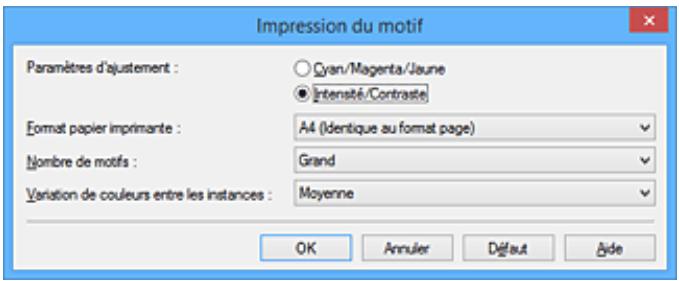 CANON PIXMA MG3650 - Configuration de l'impression du motif - 1