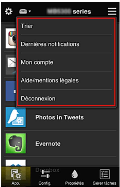 CANON MG 3650 - Menu contextuel de droite - 1
