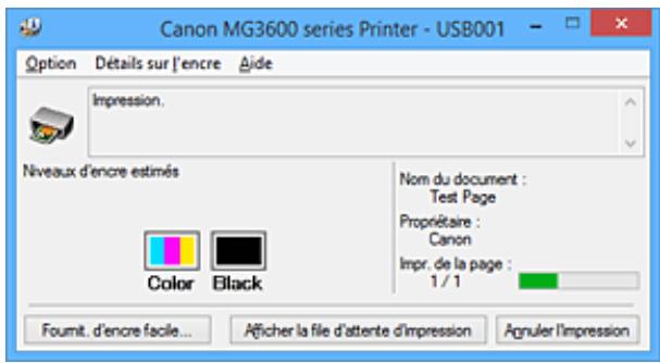 CANON MG 3650 - Description de l'écran d'etat d'imprimante Canon LJ - 1