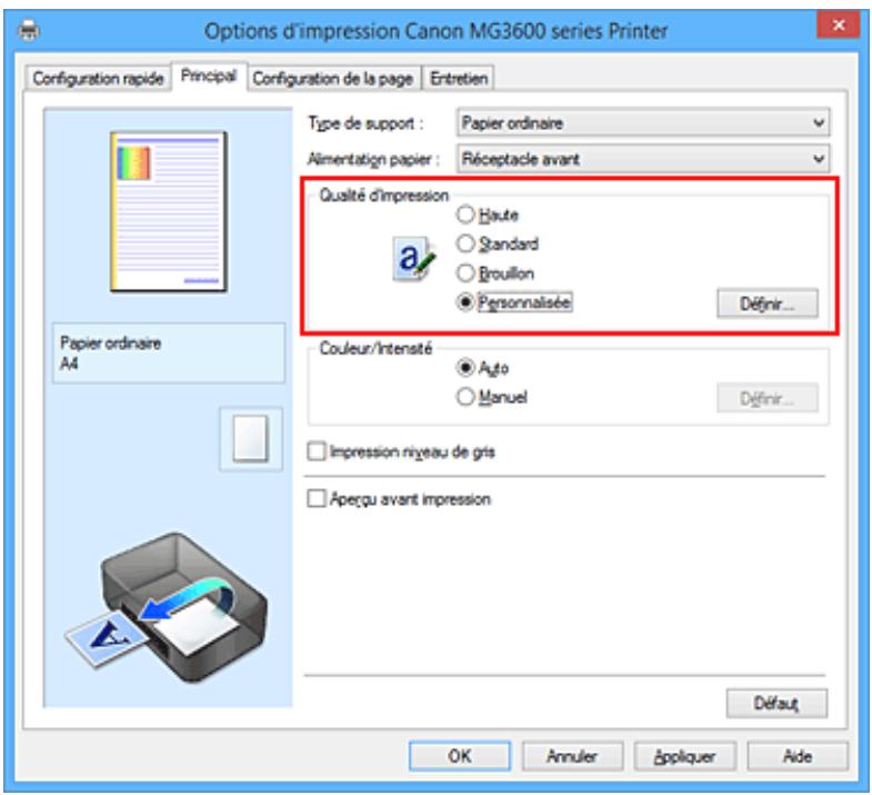 CANON MG 3650 - Définition du niveau de Qualité d'impression (Personnalisée) - 1