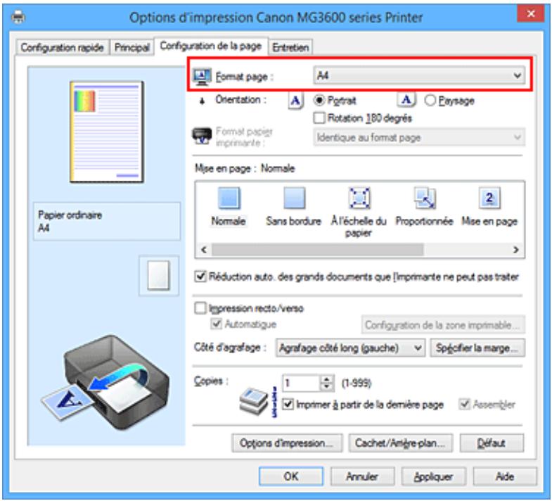 CANON MG 3650 - Définition d'un Format page et d'une Orientation - 1
