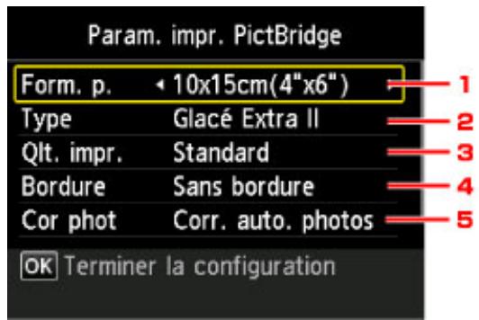 CANON PIXMA MG5751 - Paramètres sur un périhérique compatible PictBridge (réseau sans fil) - 1