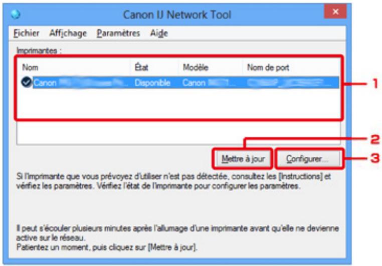 CANON PIXMA MG5751 - Éléments de l'écran Canon IJ Network Tool - 1