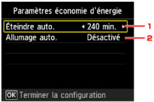 CANON PIXMA MG5751 - Paramètres économie d'énergie et appuyez sur le bouton OK. - 1