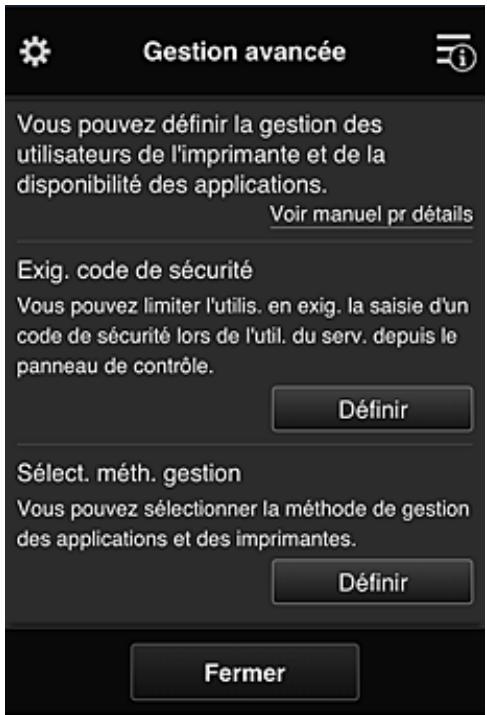 CANON PIXMA MG5751 - Écran Gestion avancée - 1