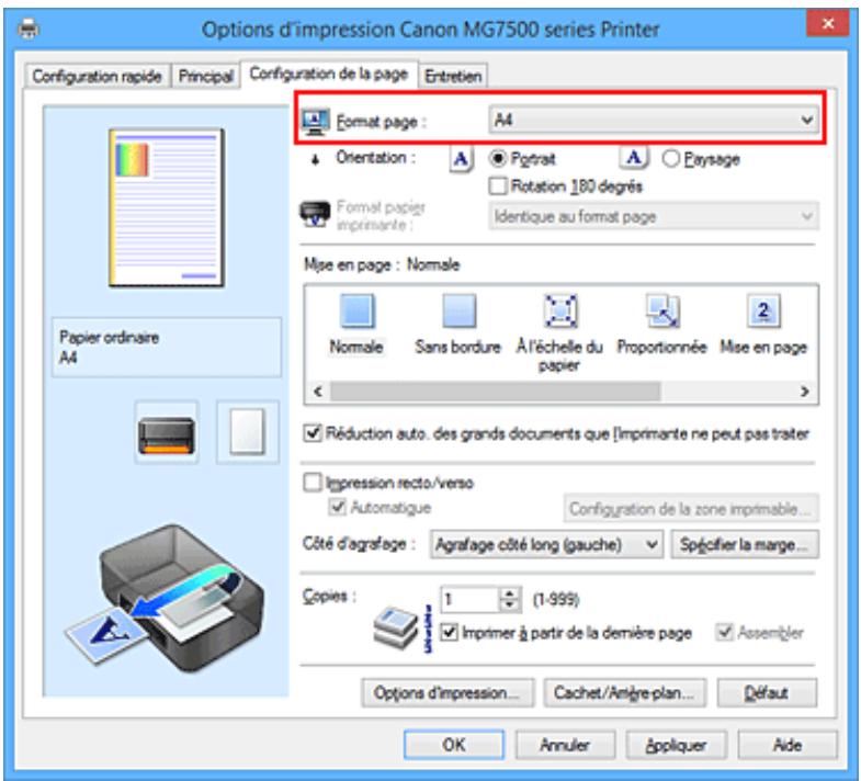 CANON MG 7750 - Définition d'un Format page et d'une Orientation - 1