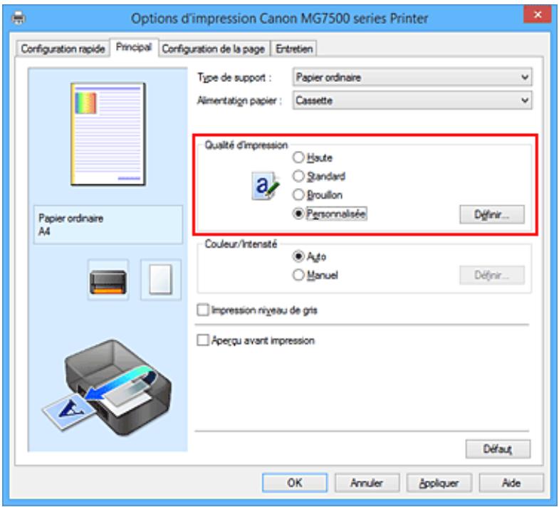 CANON MG 7750 - Définition du niveau de Qualité d'impression (Personnalisée) - 1