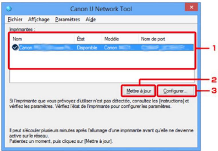 CANON PIXMA IP110 - Éléments de l'écran canon IJ network tool - 1