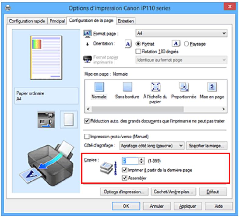 CANON PIXMA IP110 - Définition du nombre de copies et de l'ordre d'impression - 1