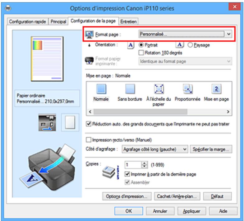 CANON PIXMA IP110 - Définition du format de papier (format personnalisé) - 1