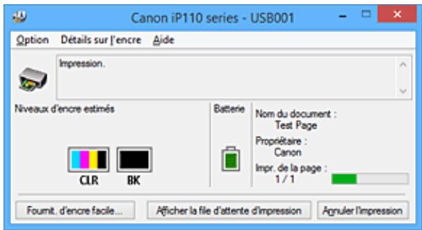 CANON PIXMA IP110 - Description de l'écran d'état d'imprimante canon IJ - 1