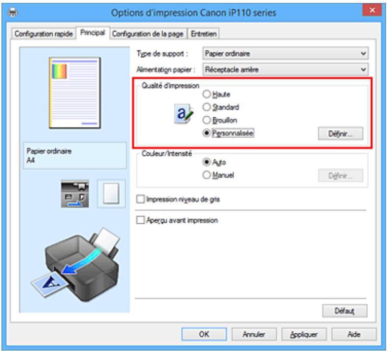 CANON PIXMA IP110 - Définition du niveau de qualité d'impression (personnalisée) - 1