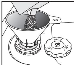 WHIRLPOOL ADPL9875IX - Remplissage du réservoir à sel - le sel dissout le tartre (inutile si le degré de dureté de l'eau est réglé sur « très douce i »!) - 3