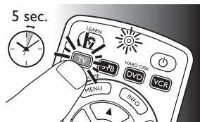 PHILIPS PERFECT REPLACEMENT SRP5004 - Example: setting up the universal remote control to operate your TV: - 1