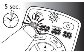 PHILIPS SRP5002/10 - Beispiel: Einrichten der Universal-Fernbedienung für Ihr Fernsehgerät: - 1