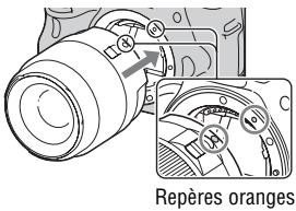SONY A37 - Montez l'objet en alignant les repères orange (taquets de montage) sur l'objet et l'appareil. - 1
