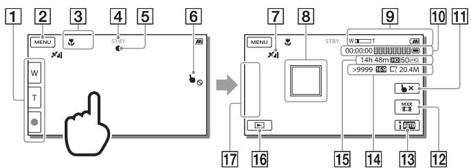 SONY HDR-GW66 - Bildschirmanzeigen während der Aufnahme - 1