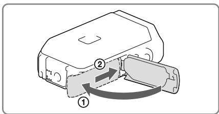 SONY HDR-GW66 - Fermez le cache de la batterie/ carte mémoire/prise. - 2