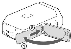 SONY HDR-GW66VE - Chiudere lo sportellino per batteria/scheda di memoria/prese. - 2