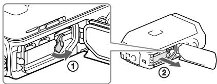 SONY HDR-GW66VE - Per rimuovere la batteria - 1