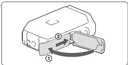 SONY HDR-GW66VE - Feche a tampa da bateria/cartão de memória/tomadas. - 1