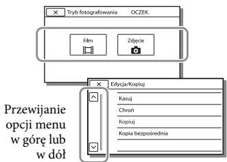 SONY HDR-PJ420 - Wybrać odpowiednia opcję menu. - 1