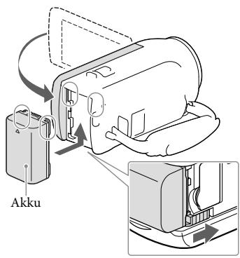 SONY PJ220 - Schlieben Sie den LCD-Bildschirm und bringen Sie den Akku an. - 1