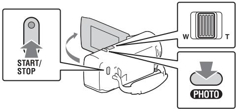 SONY HDR PJ410 - Ouvrez l'écran LCD et appuyez sur start/stop pour commencer à enregistrer. - 1