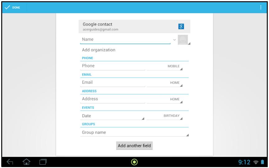 ACER ICONIA TAB W700 - Modifier un contact - 1