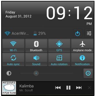 ACER ICONIA W700 - Zone de statut et de notification - 2
