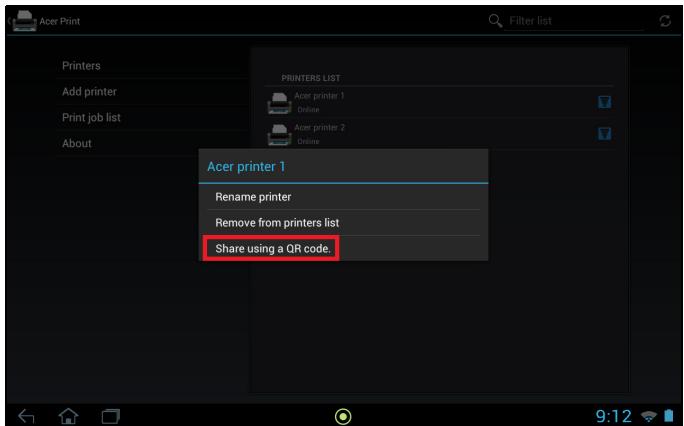 ACER ICONIA W700 - Appuyez sur Partager en utilisant un code QR. - 1
