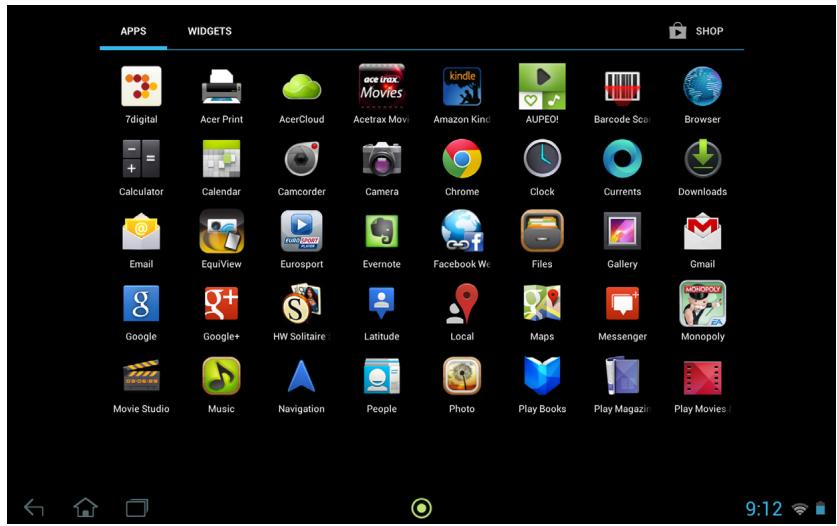 ACER ICONIA W700 - Le menu des applications - 1
