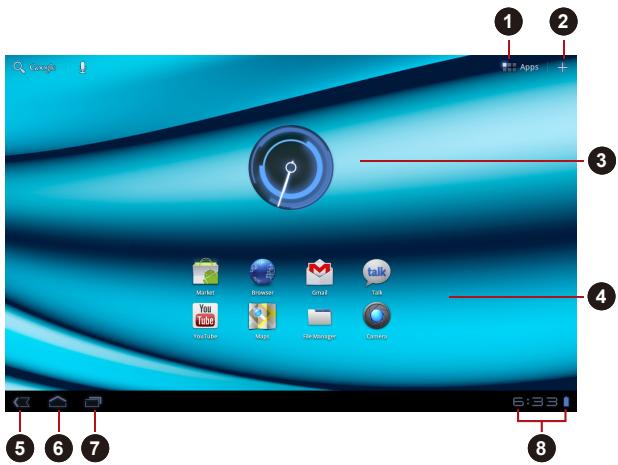TOSHIBA AT300-101 - Explication de l'écran d'accueil - 1