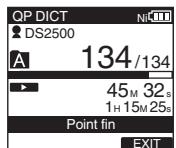 OLYMPUS DS-2500 - Appuyez sur la touche ERASE au point ou arrêté l'enregistrement. - 3