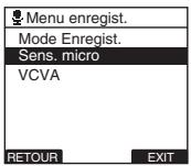OLYMPUS DS-2500 - Sélectionnez [Sens. micro] dans l'écran [Menu enregist.], puis appuyez sur la touche PLAY/OK ou  I. - 1
