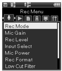 OLYMPUS LS-14 - [Menu]  [Menu enregist.]  [Mode enregist.] - 1