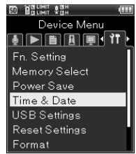 OLYMPUS LS-14 - [Menu]→[Menu Système]→ [Heure et Date] - 1