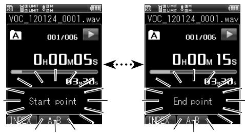 OLYMPUS LS-14 - Une fois arrivée sur la fin du segment à effacer, appuyez une nouvelle fois sur la touche ERASE - 1