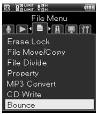 OLYMPUS LS-14 - [Menu]→[Menu fichier]→ [Rebond] - 1