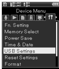 OLYMPUS LS-20M - [Menu]  [Menu Système]  [Réglages USB] - 1