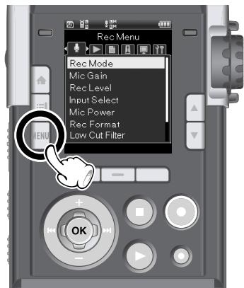 OLYMPUS LS-5 - Appuyez sur la touche MENU - 1