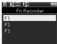 OLYMPUS LS-5 - Utilisez les touches + / - pour selectionner la touche Fn a configurer - 1