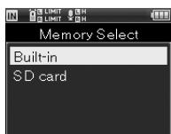 OLYMPUS LS-5 - Utilisez les touches + / - pour selectionner le support d'enregistrement - 1