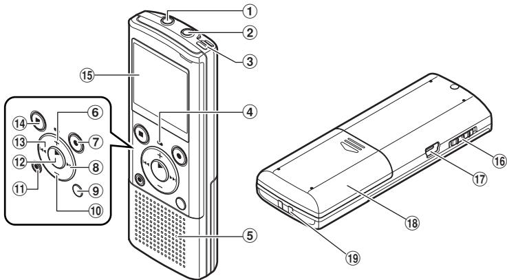 OLYMPUS VN-850PC ME-52 - Identification des éléments - 1