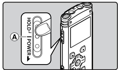 OLYMPUS WS-650 DNS - Glissez le commutateur POWER/HOLD en position A. - 1