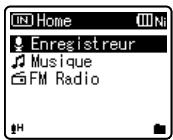 OLYMPUS WS-650 DNS - Appuyez à plusieurs reprises sur la touche LIST pour régler l'écran [Home]. - 1