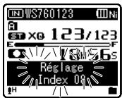 OLYMPUS WS-650 DNS - Quand l'enregistreur est en mode d'enregistrement ou de lecture, appuyez sur la touche SCENE/INDEX. - 1