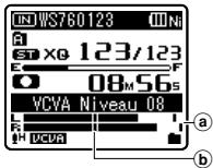 OLYMPUS WS-650 DNS - Appuyez sur la touche  ou l'pour ajuster le niveau de déclenchement du démarrage/ arrêt. - 1