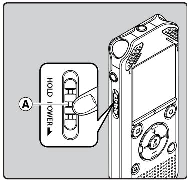 OLYMPUS WS-811 - Glissez le commutateur POWER/HOLD en position A. - 1